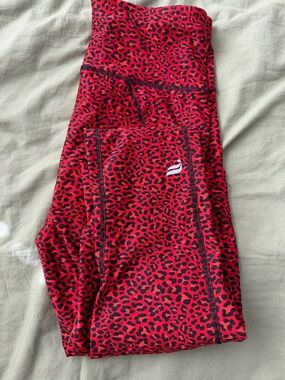 Fabletics Red and Black Leopard Print High-Waist Leggings